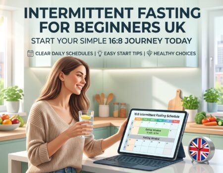 Clock and light meal representing intermittent fasting for beginners UK
