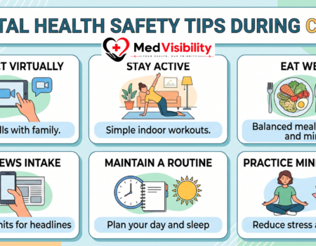 Person practising mental health self-care tips at home during covid isolation
