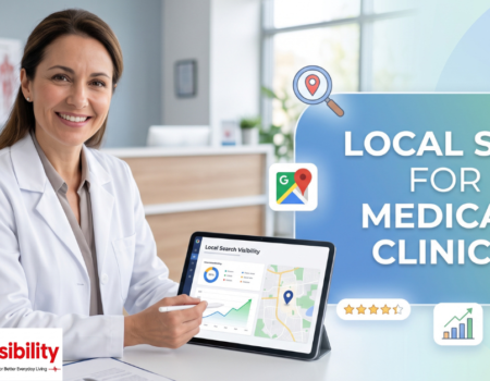 Reception area of a local medical clinic representing local SEO visibility for healthcare practices