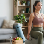 Woman doing a home bodyweight workout for weight loss