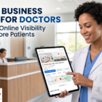 Doctor managing a Google Business Profile listing for their medical practice on a laptop screen.