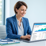 Person searching for health information online with healthcare SEO service search results displayed on screen