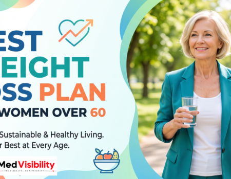 Woman over 60 doing resistance band exercise at home as part of a weight loss plan
