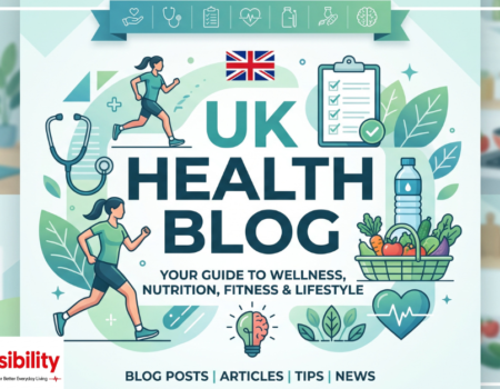 Infographic detailing daily preventive health habits, gut health tips, and NHS health check guidelines from a UK health blog.