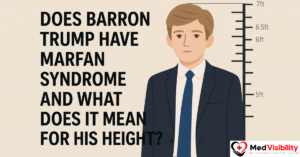 Medical graphic explaining natural tall stature versus endocrine growth conditions.