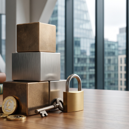 Best fixed rate savings account UK comparison chart showing coins, calculator, and a padlock for security.