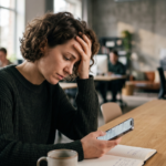 Person using the Liven mood-tracking app on a smartphone to log daily emotions